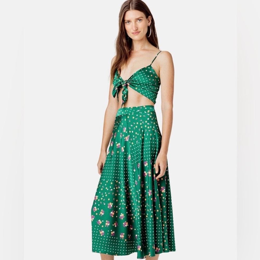 For Love & Lemons Cypress Crop Top - Size Small - Pine Green Floral - Picture 1 of 9